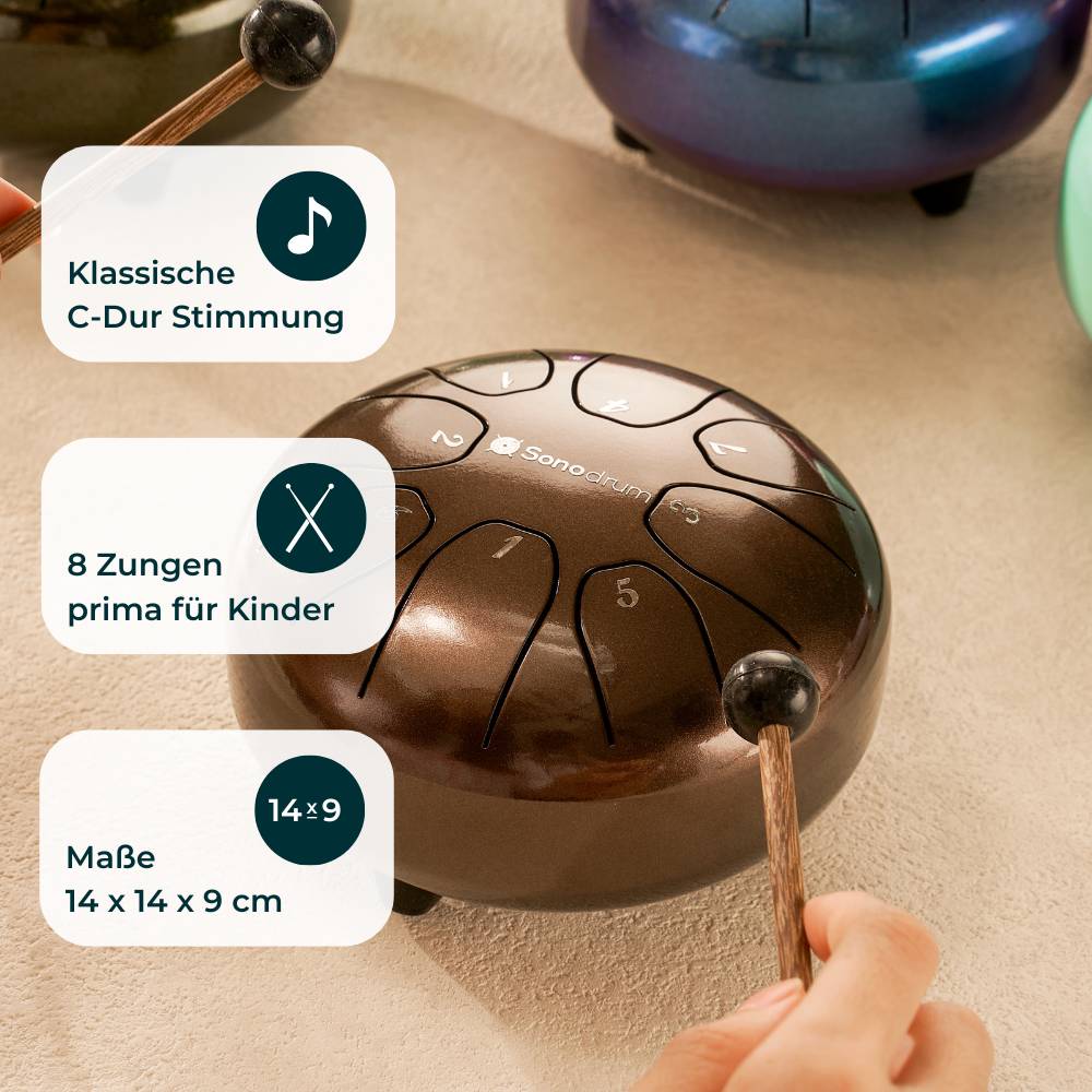 Komplettes Zubehör für Sonodrum Kinder Starter Set – Schlägel, Fingerschlägel und Schutzband