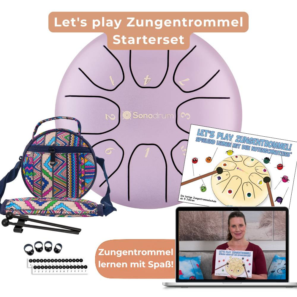 Sonodrum „Standard“ – Let’s Play Zungentrommel Kinder Starterset – Zungentrommel + Lernheft, Sticker & Videokurs | Floh im Ohr TV