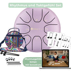 Sonodrum „Standard“ Rhythmus-Set – Zungentrommel (14/20 cm) + Happy Beatz Lernkarten & Videokurs | Floh im Ohr TV