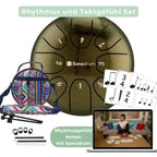 Sonodrum „Standard“ Rhythmus-Set – Zungentrommel (14/20 cm) + Happy Beatz Lernkarten & Videokurs | Floh im Ohr TV