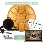Sonodrum „Standard“ Rhythmus-Set – Zungentrommel (14/20 cm) + Happy Beatz Lernkarten & Videokurs | Floh im Ohr TV