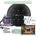 Sonodrum „Standard“ Rhythmus-Set – Zungentrommel (14/20 cm) + Happy Beatz Lernkarten & Videokurs | Floh im Ohr TV