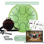 Sonodrum „Standard“ Rhythmus-Set – Zungentrommel (14/20 cm) + Happy Beatz Lernkarten & Videokurs | Floh im Ohr TV