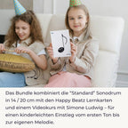 Sonodrum „Standard“ Rhythmus-Set – Zungentrommel (14/20 cm) + Happy Beatz Lernkarten & Videokurs | Floh im Ohr TV