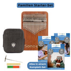 Sonodrum Kalimba Familien Starter Set – Kalimba aus afrikanischem Korallenholz mit Tasche und 3 Musikbüchern