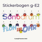Sonodrum Notenschnutzies - All Stars Stickerbogen A5 (g–E2) - Floh im Ohr TV