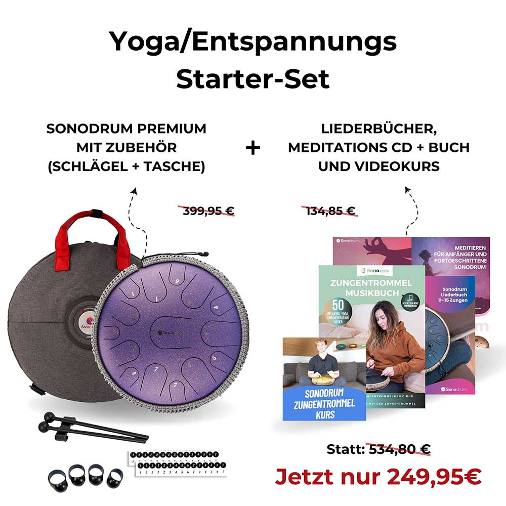 SonodrumZungentrommel-Yoga_Entspannungs-Starter-Set-Lila