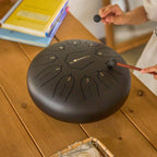 SonodrumZungentrommelStandardSchwarz-Handgefertigt-30cm-11Zungen-C-Dur-Schlagel