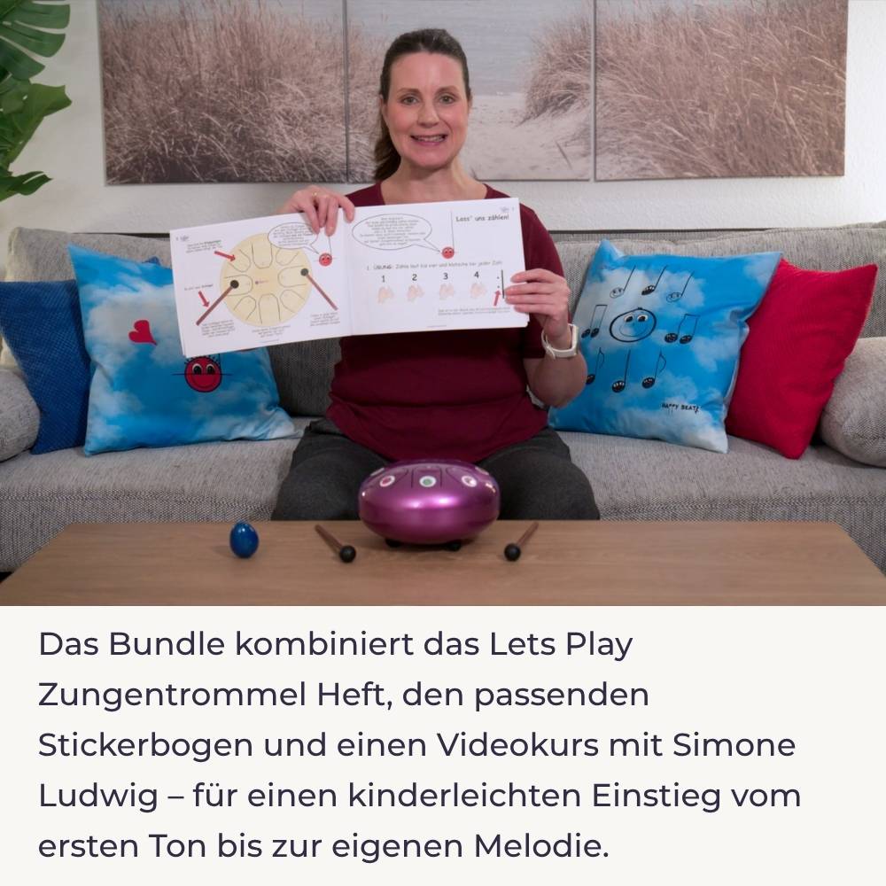 Sonodrum Let’s Play Zungentrommel Komplett-Set – Lernheft + Stickerbogen + Videokurs - Floh im Ohr TV 2