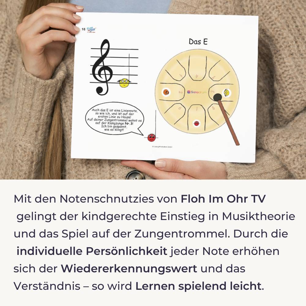 Sonodrum Let’s Play Zungentrommel – Spielend lernen mit den Notenschnutzies Heft ohne Notensticker - Floh im Ohr TV 2