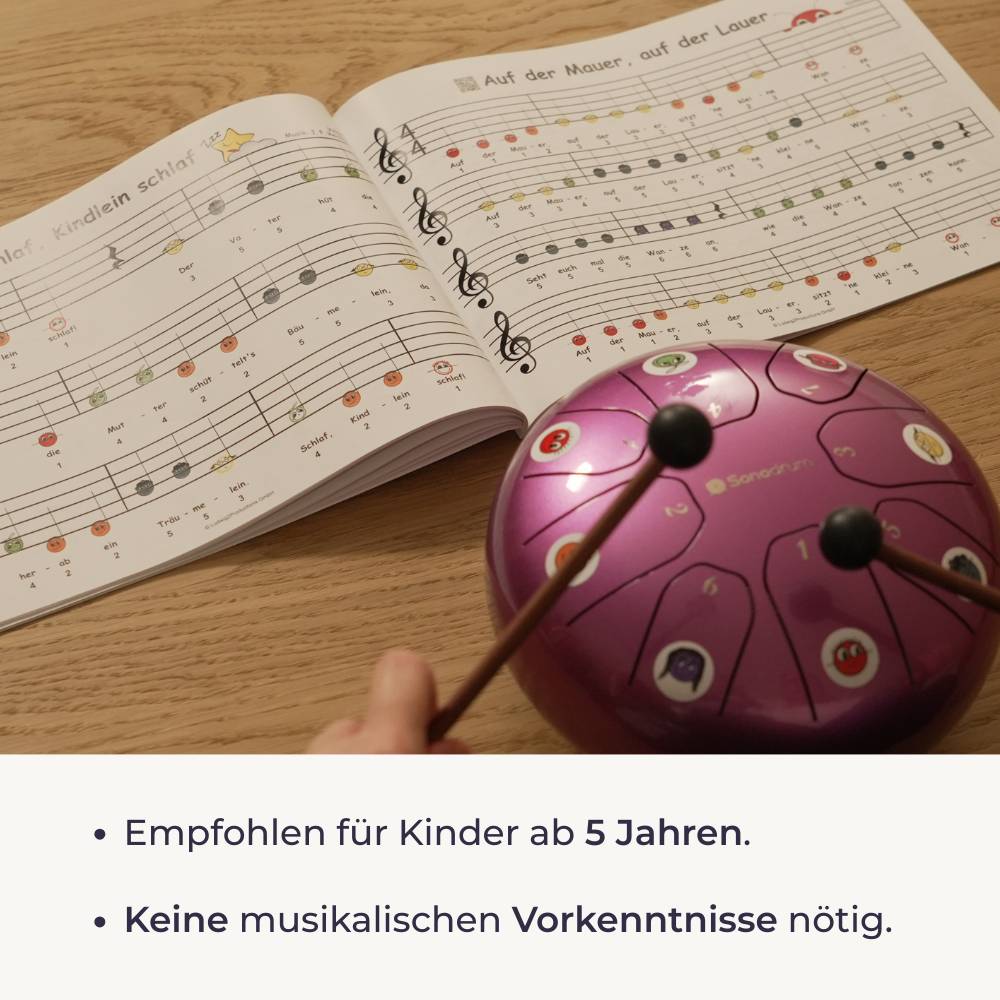 Sonodrum Let’s Play Zungentrommel – Spielend lernen mit den Notenschnutzies Heft ohne Notensticker - Floh im Ohr TV 3