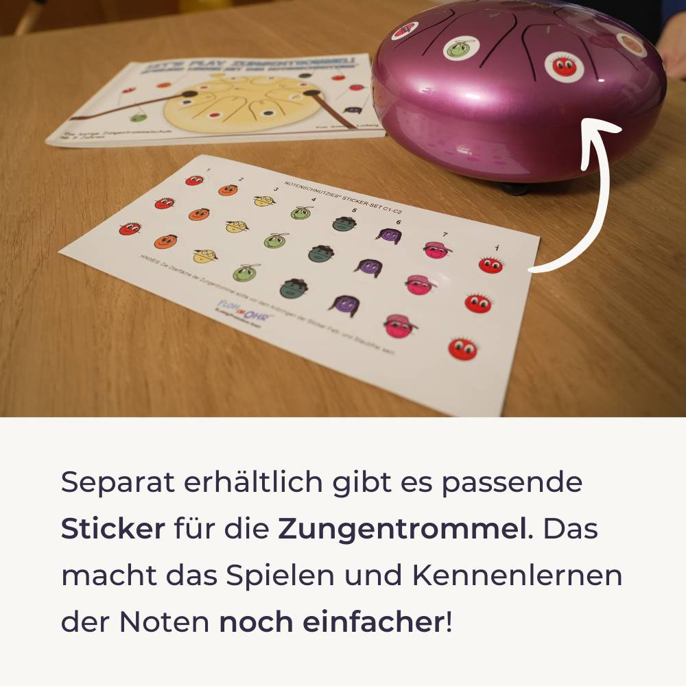 Sonodrum Let’s Play Zungentrommel – Spielend lernen mit den Notenschnutzies Heft ohne Notensticker - Floh im Ohr TV 4