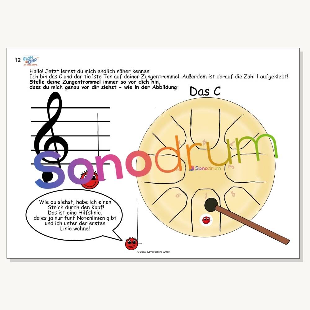 Sonodrum Let’s Play Zungentrommel – Spielend lernen mit den Notenschnutzies Heft ohne Notensticker - Floh im Ohr TV 6