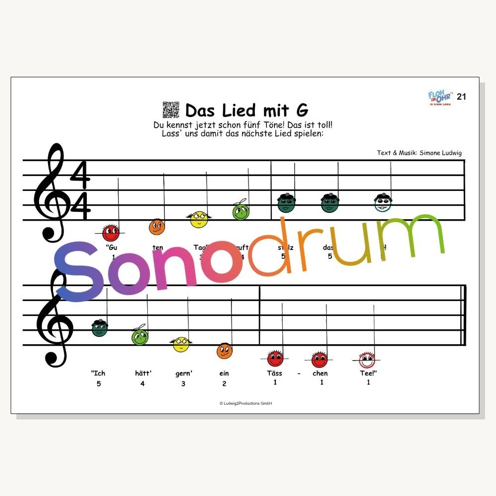 Sonodrum Let’s Play Zungentrommel – Spielend lernen mit den Notenschnutzies Heft ohne Notensticker - Floh im Ohr TV 7