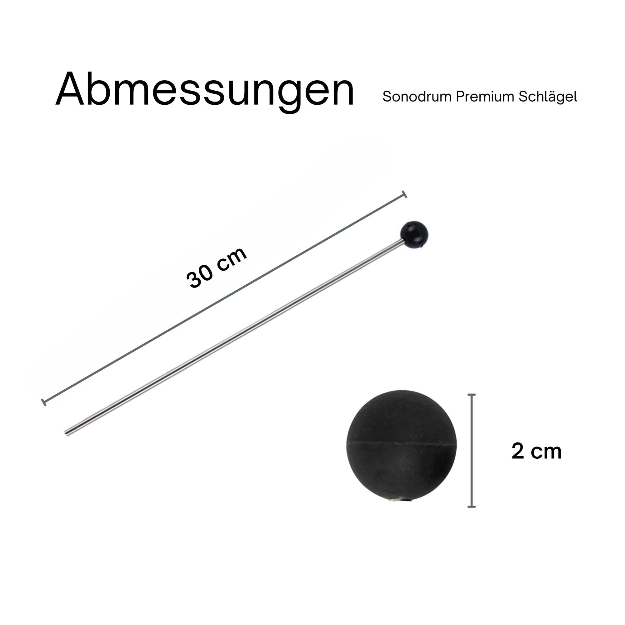 Sonodrum_Premium_Schlagel_30cm_Edelstahl_Gummiaufsatz_Abmessungen