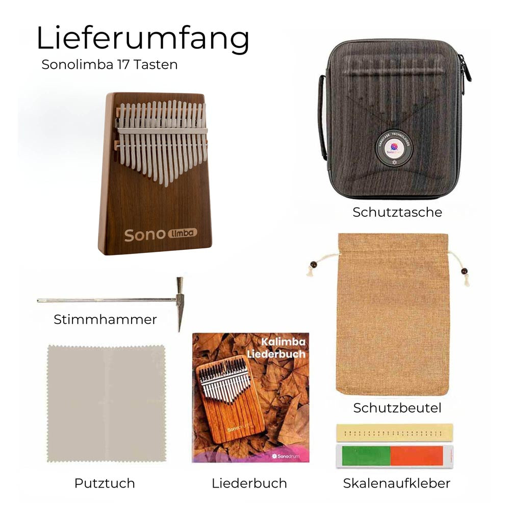 Sonolimba_Kalimba_17Tasten_Walnussholz_C-Dur_Lieferumfang