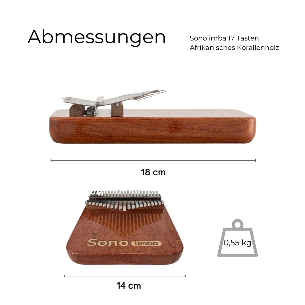 Sonolimba_Kalimba_17Tasten_afrikanisches_Korallenholz_C-Dur_Abmessungen