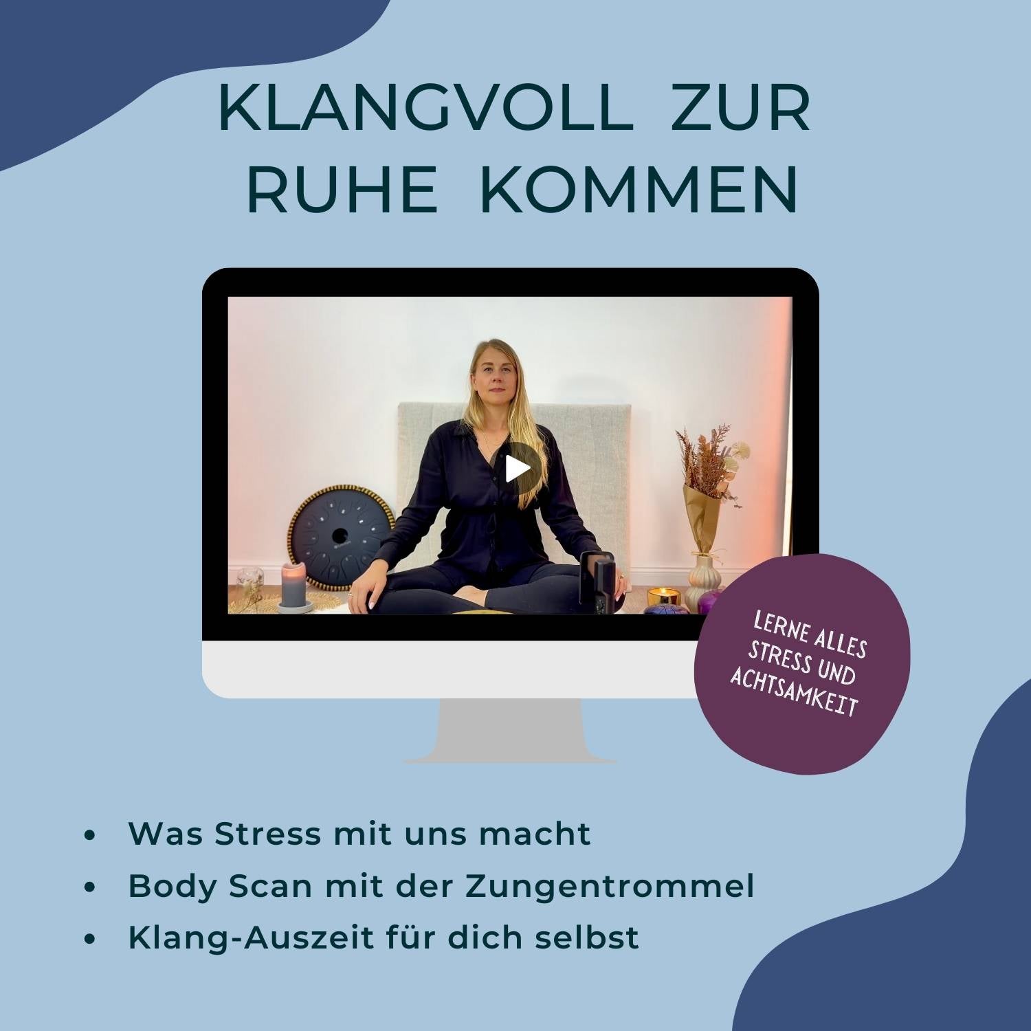Sonodrum Stressbewältigungs Starter Set – Zungentrommel mit Tasche, Kursmaterialien und Zubehör für Stressabbau