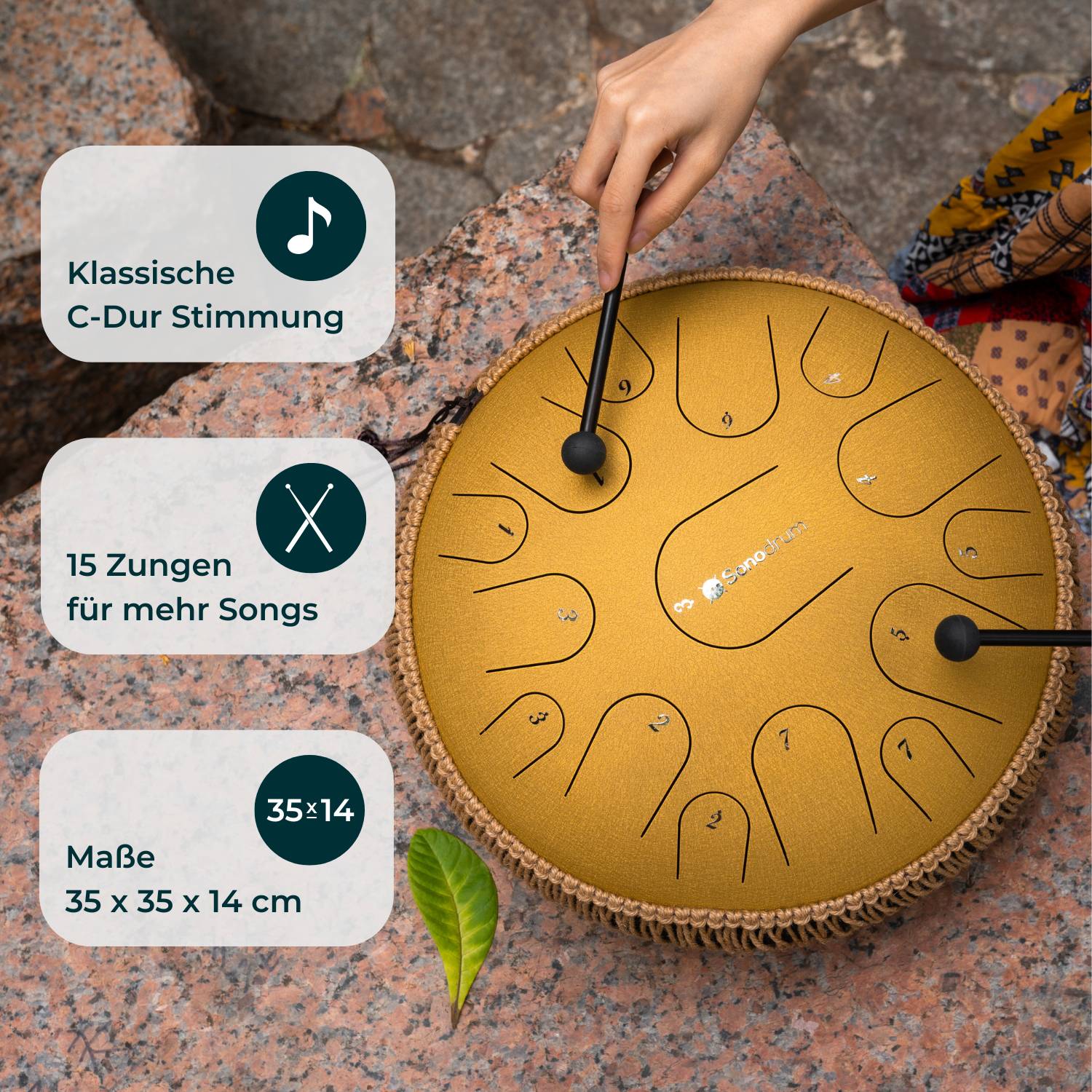 Sonodrum Entspannungs Starter Set – Zungentrommel mit Tasche, Kursmaterialien und Zubehör