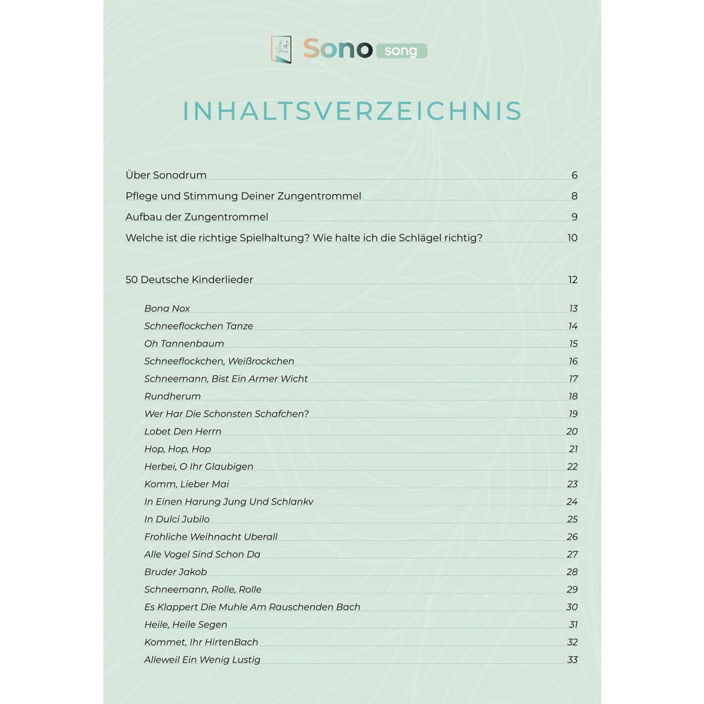 Zungentrommel Musikbuch - 50 Deutsche Kinderlieder - Für alle Zungentrommeln in D-Dur mit 8 / 11 / 13 / 14 / 15 Zungen - PDF zum Download2