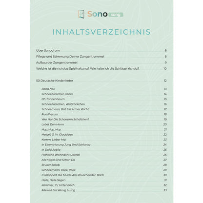Zungentrommel Musikbuch - 50 Deutsche Kinderlieder - Für alle Zungentrommeln in D-Dur mit 8 / 11 / 13 / 14 / 15 Zungen - PDF zum Download2