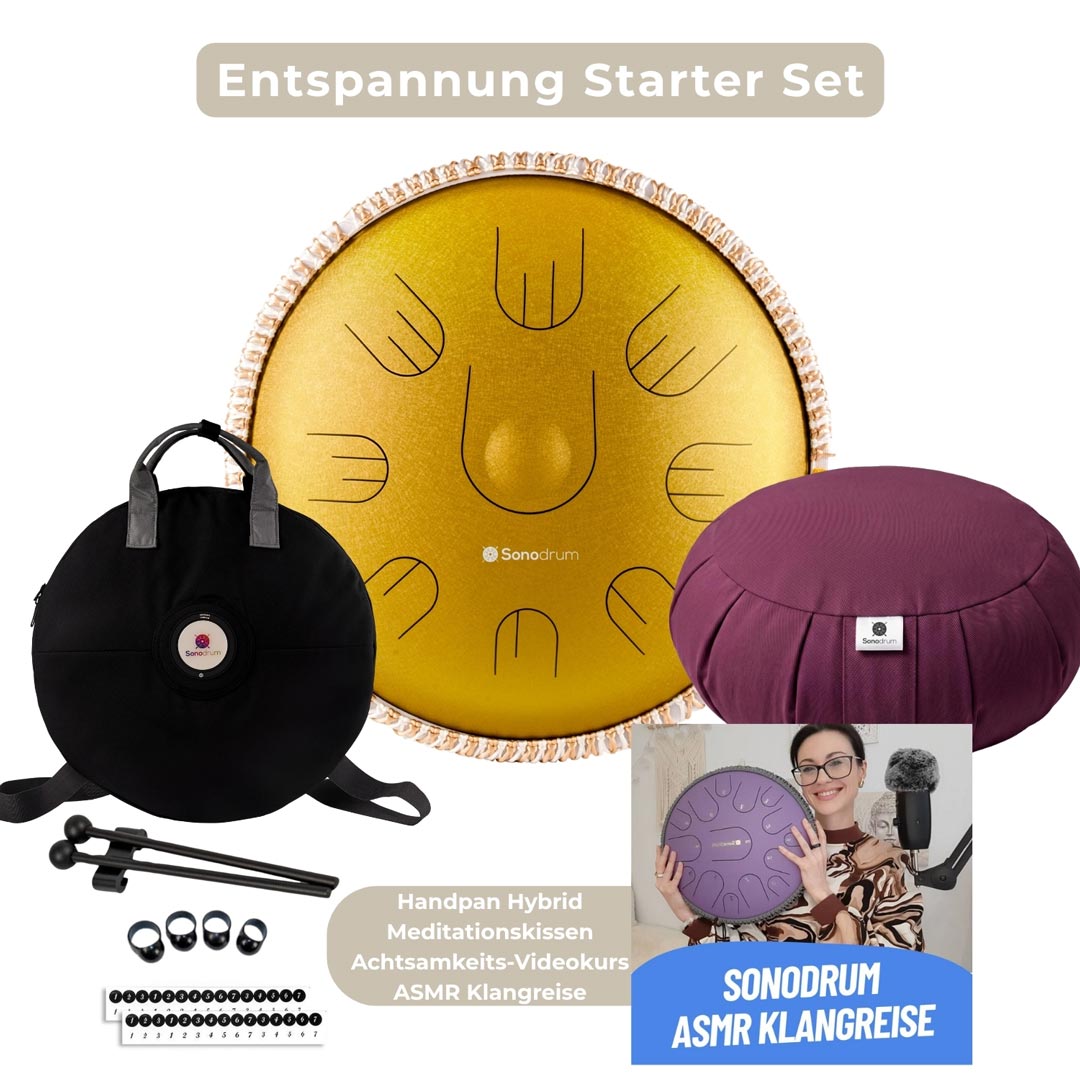 handpan hybrid entspannungs starter set gold