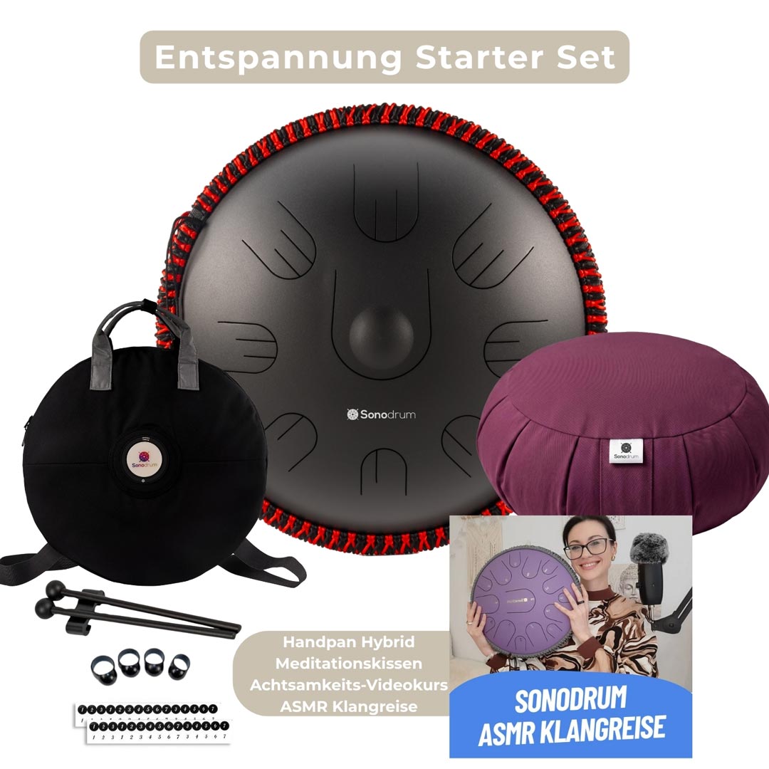 handpan hybrid entspannungs starter set schwarz