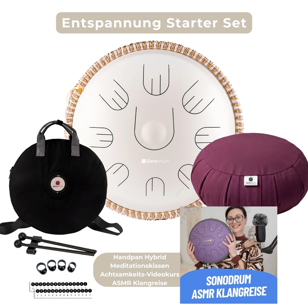 handpan hybrid entspannungs starter set weiss