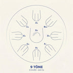 Sonodrum „Handpan Hybrid“ - handgefertigte Handpan-Alternative - 35,5cm - 9 Zungen - D-Kurd