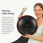 Sonodrum „Handpan Hybrid“ - handgefertigte Handpan-Alternative - 35,5cm - 9 Zungen - D-Kurd