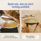 Sonodrum „Handpan Hybrid“ - handgefertigte Handpan-Alternative - 35,5cm - 9 Zungen - D-Kurd