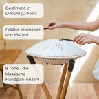 Sonodrum „Handpan Hybrid“ - handgefertigte Handpan-Alternative - 35,5cm - 9 Zungen - D-Kurd