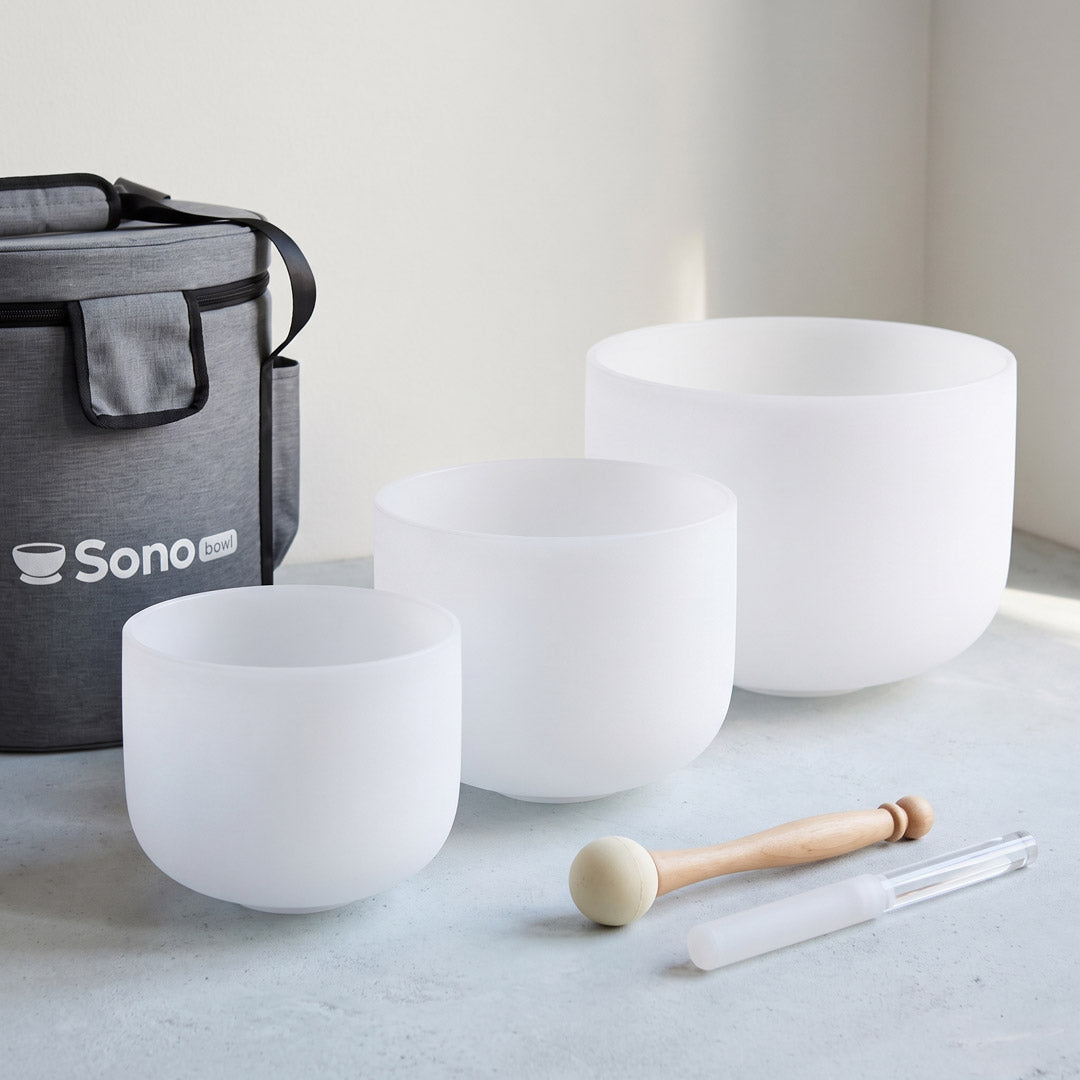Sonobowl Kristallklangschale Pastell 3er-Set „Bloom"