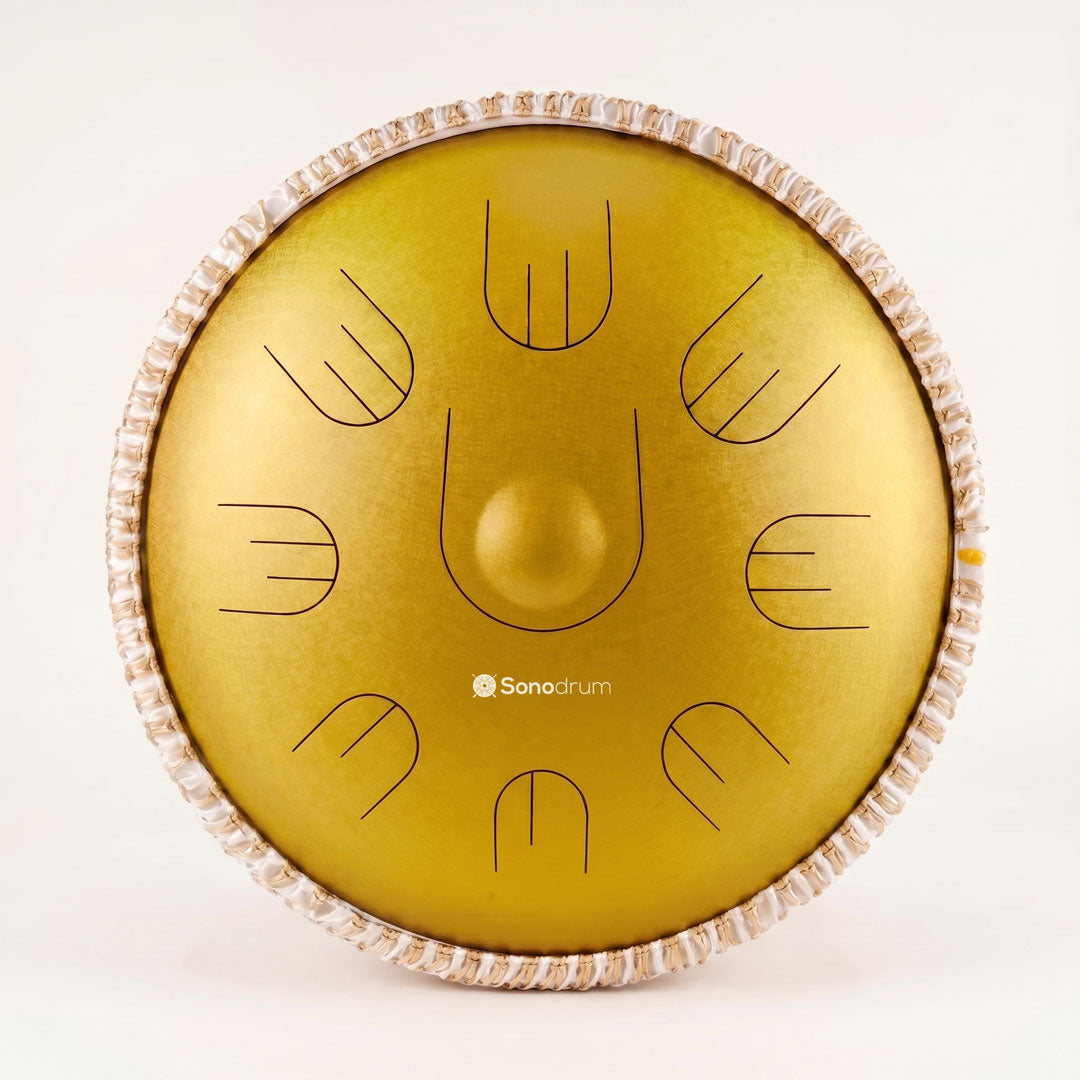 Sonodrum Sonopan - „Handpan Hybrid“ - Handgefertigt - 35,5 cm - 9 Zungen – D-Kurd