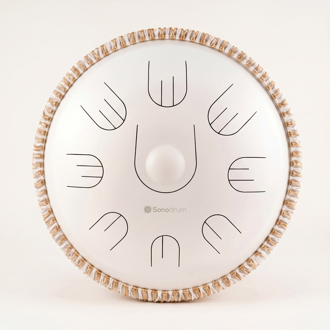 Sonodrum Sonopan - „Handpan Hybrid“ - Handgefertigt - 35,5 cm - 9 Zungen – D-Kurd