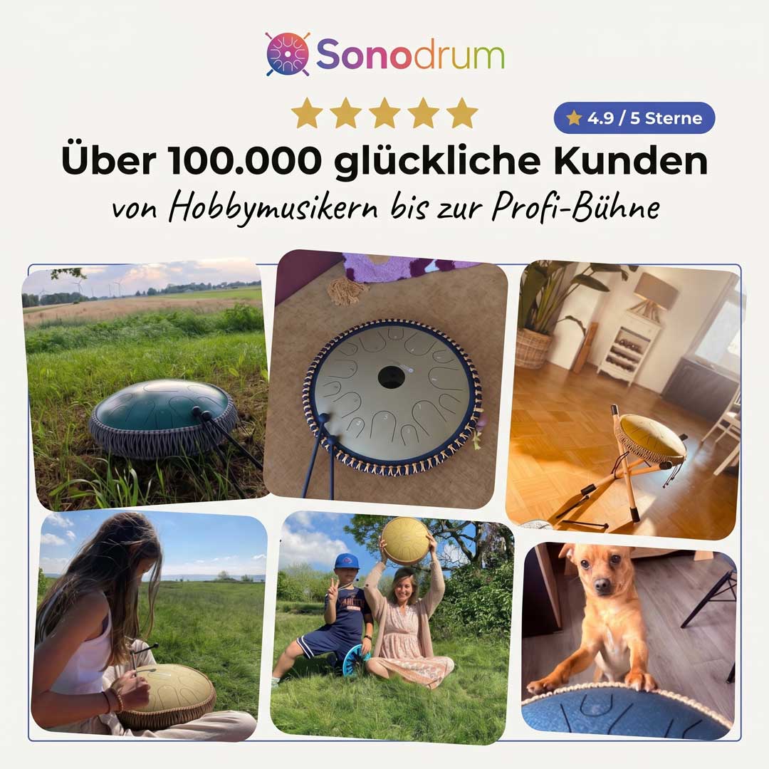 Sonodrum Zungentrommel - "Premium" - Handgefertigt - 35,5cm - 15 Zungen - C-Dur