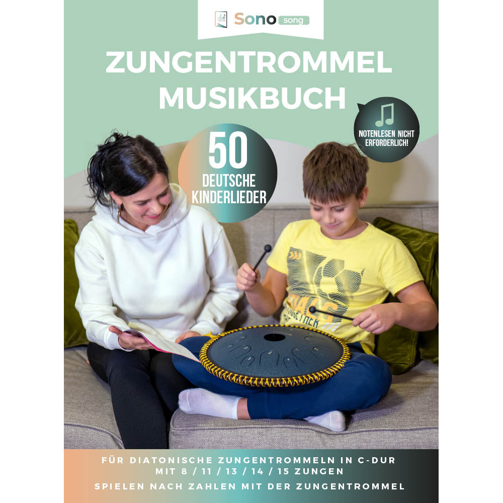 Zungentrommel Musikbuch - 50 Deutsche Kinderlieder - Für alle Zungentrommeln in C-Dur mit 8 / 11 / 13 / 14 / 15 Zungen - PDF zum Download