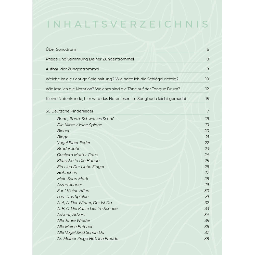 Zungentrommel Musikbuch - 50 Deutsche Kinderlieder - Für alle Zungentrommeln in C-Dur mit 8 / 11 / 13 / 14 / 15 Zungen - PDF zum Download2