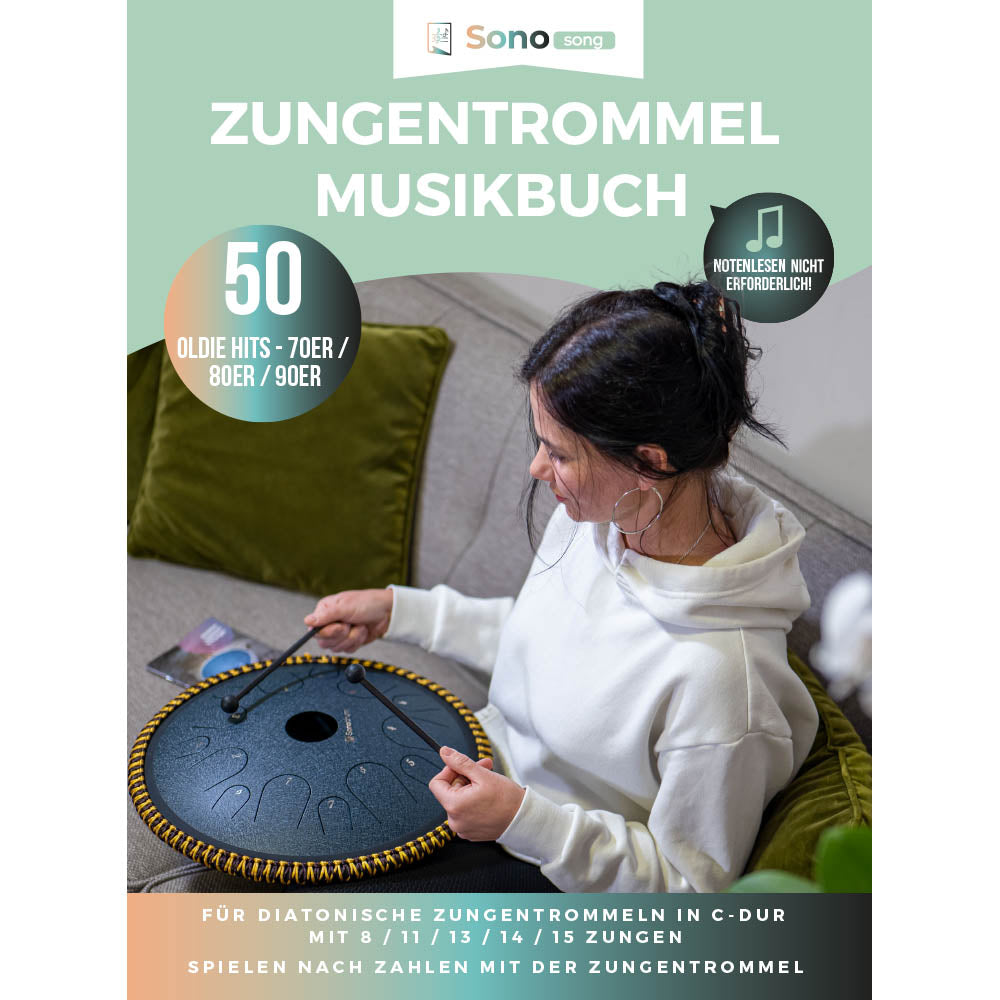 Zungentrommel Musikbuch - 50 Oldie Hits - 70er/80er/90er - Für alle Zungentrommeln in C-Dur mit 8 / 11 / 13 / 14 / 15 Zungen - PDF zum Download