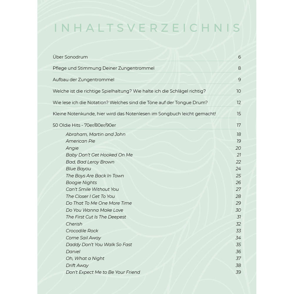 Zungentrommel Musikbuch - 50 Oldie Hits - 70er/80er/90er - Für alle Zungentrommeln in C-Dur mit 8 / 11 / 13 / 14 / 15 Zungen - PDF zum Download2