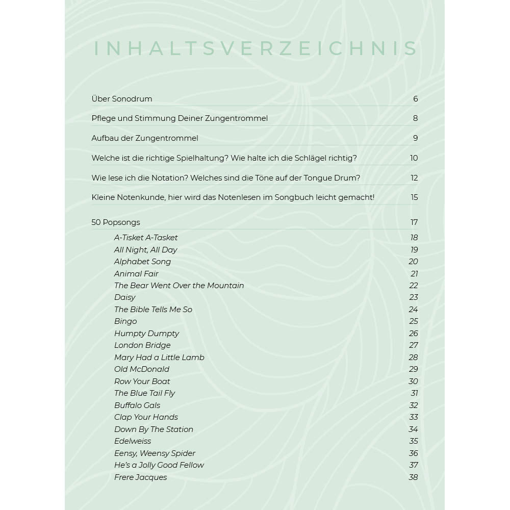 Zungentrommel Musikbuch - 50 Popsongs - Für alle Zungentrommeln in C-Dur mit 8 / 11 / 13 / 14 / 15 Zungen - PDF zum Download2