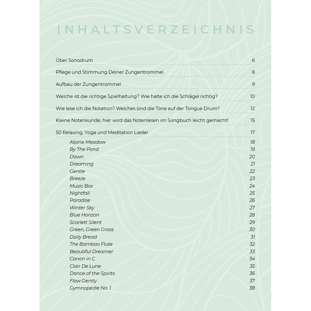 Zungentrommel Musikbuch - 50 Relaxing, Yoga, und Meditation Lieder - Für alle Zungentrommeln in C-Dur mit 8 / 11 / 13 / 14 / 15 Zungen - PDF zum Download2