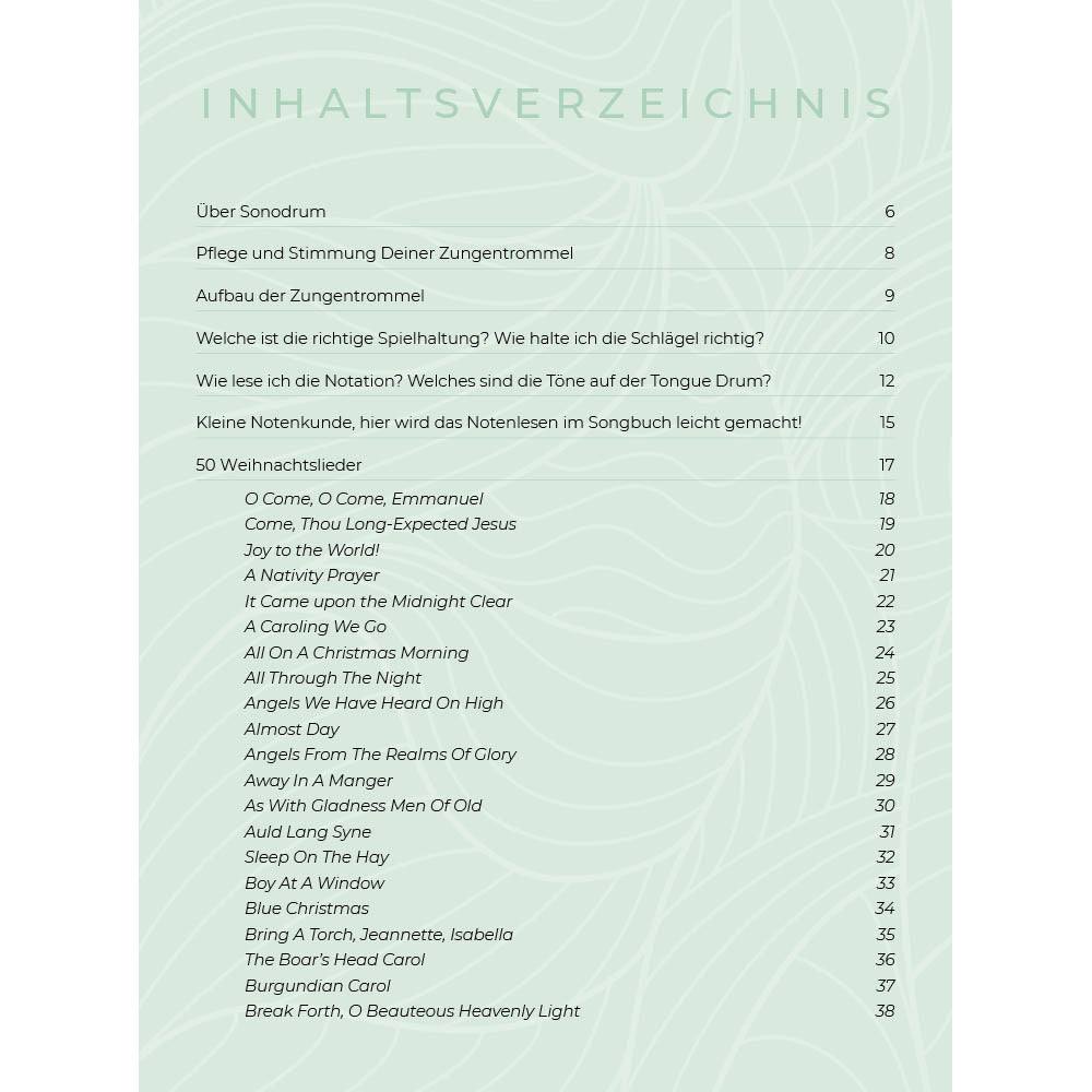 Zungentrommel Musikbuch - 50 Weihnachtslieder (Englisch) - Für alle Zungentrommeln in C-Dur mit 8 / 11 / 13 / 14 / 15 Zungen - PDF zum Download2
